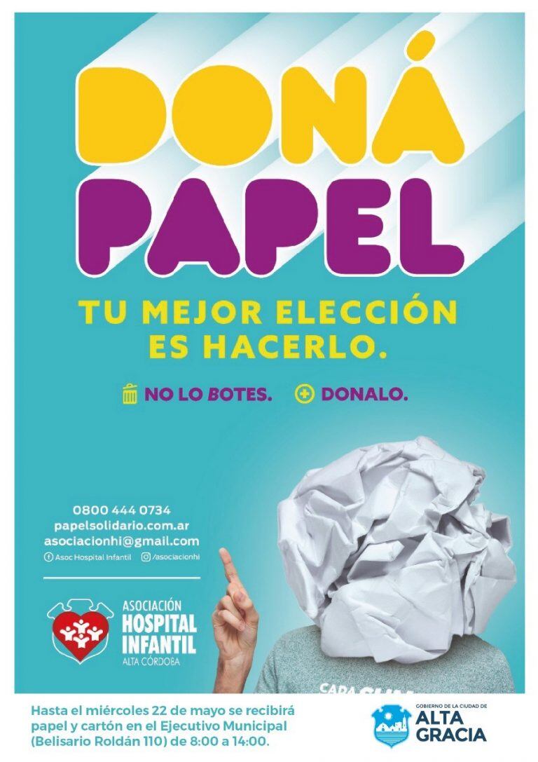 Invitación a la Maratón Papel 2019, Alta Gracia.