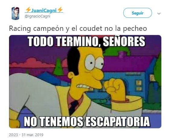 Los mejores memes de Racing campeón de la Superliga (Foto: Twitter)