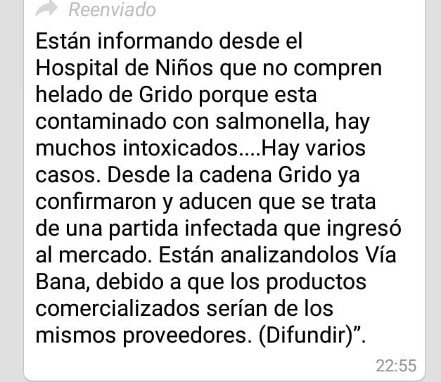 El mensaje que se hizo viral en WhatsApp.