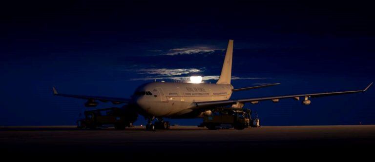 Avión AirTanker A-330 que realiza el puente aéreo entre Inglaterra y Malvinas.