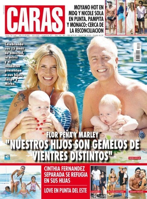 Marley, Florencia Peña y sus bebés son tapa de revista. (Foto: Revista Caras)