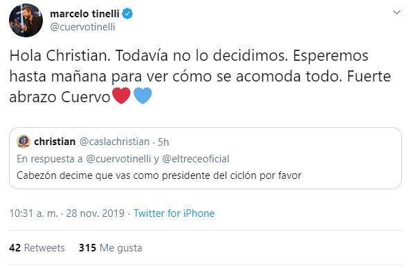 Marcelo Tinelli analiza presentarse como candidato a presidente de San Lorenzo. (Twitter)