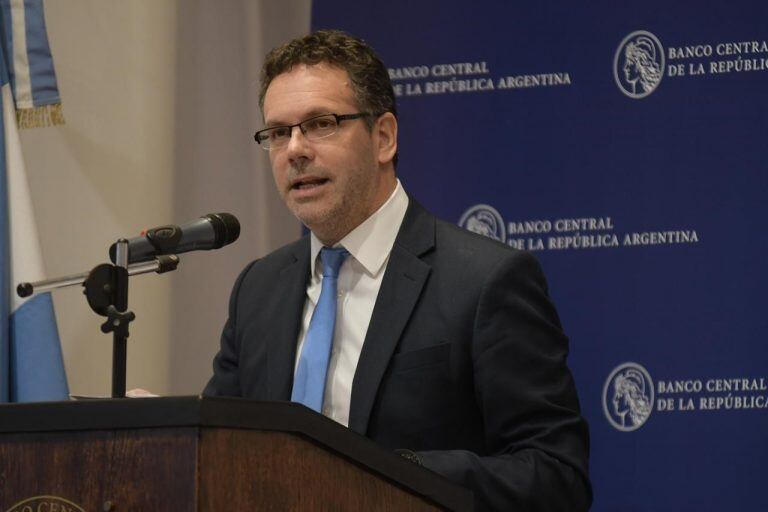 Guido Sandleris, titular del Banco Central, durante una conferencia de prensa posterior a la asunción de Hernán Lacunza como ministro de Hacienda. Crédito: Federico López Claro.