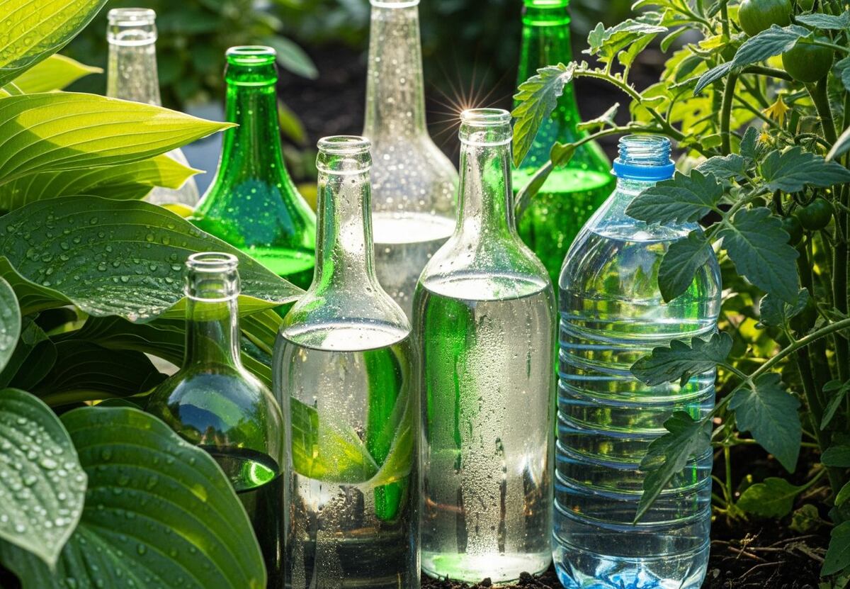 No es por moda: el motivo por el que se colocan botellas de plásticos con agua entre las plantas