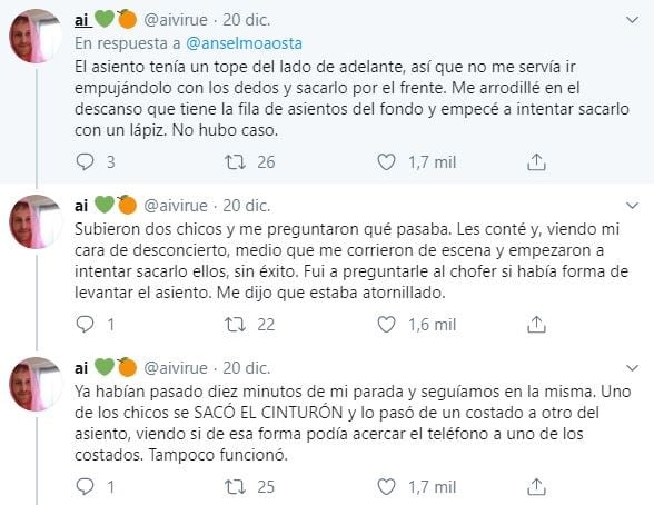 La odisea de un joven para rescatar su celular, que había caído debajo de un asiento del colectivo