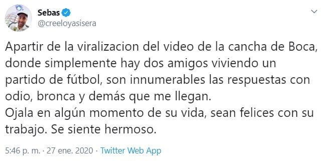 Un youtuber registró un insólito accidente en la Bombonera, en pleno partido (Foto: captura Twitter)