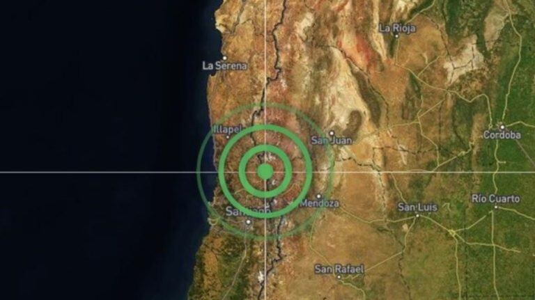 El movimiento fue a 64 km al noreste de Los Andes, Chile.