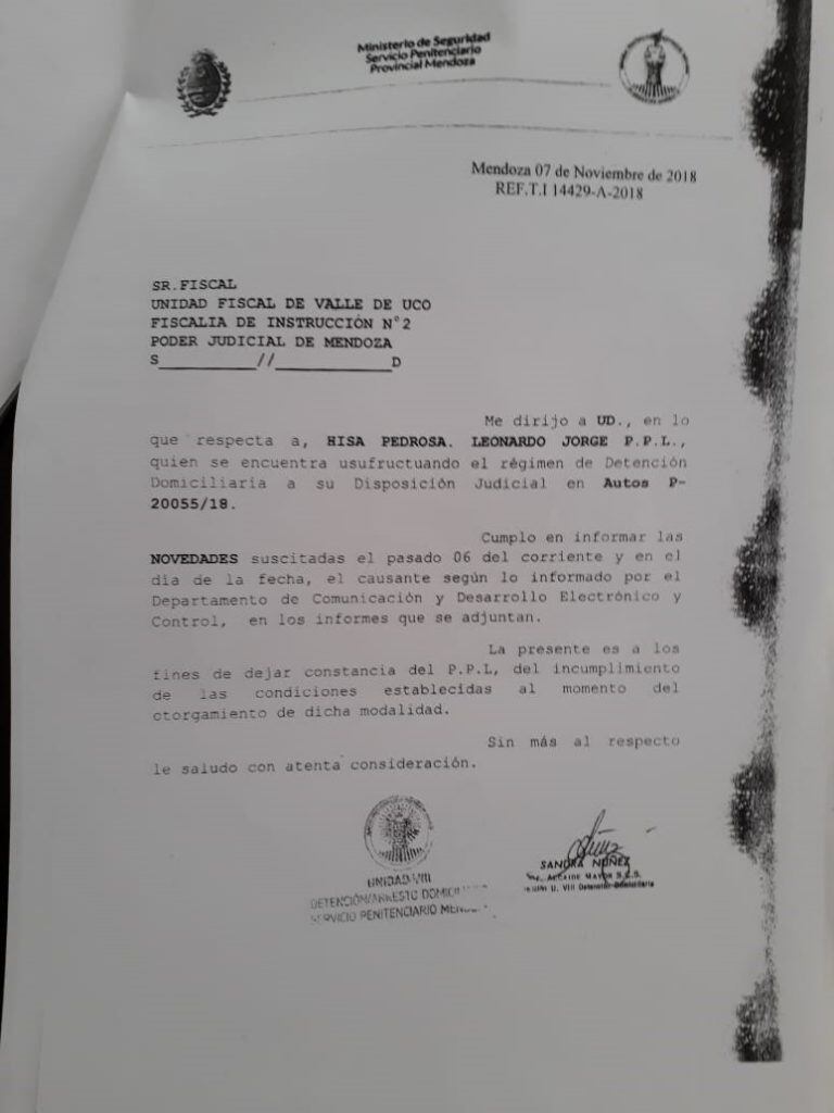 Los documentos que aseguran que Hisa salió de su casa.