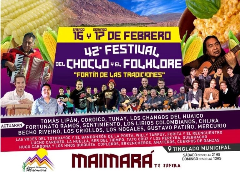 La cartelera del 42° Festival del Choclo y el Folklore ofrece para las dos jornadas una treintena de artistas.