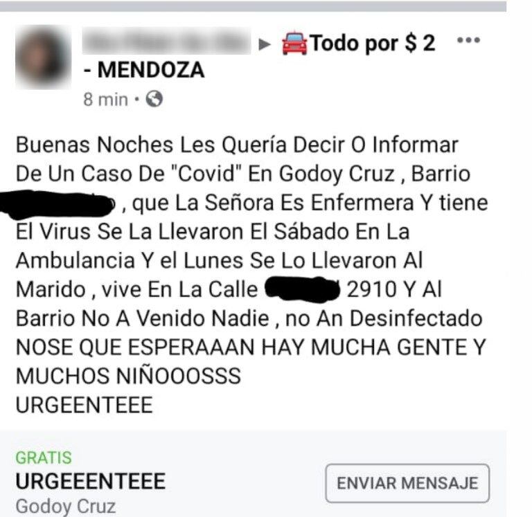 Mensajes en Facebook.