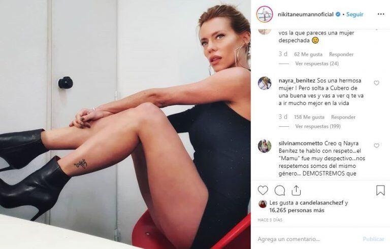 El enojo de Nicole Neumann con una seguidora (Instagram)