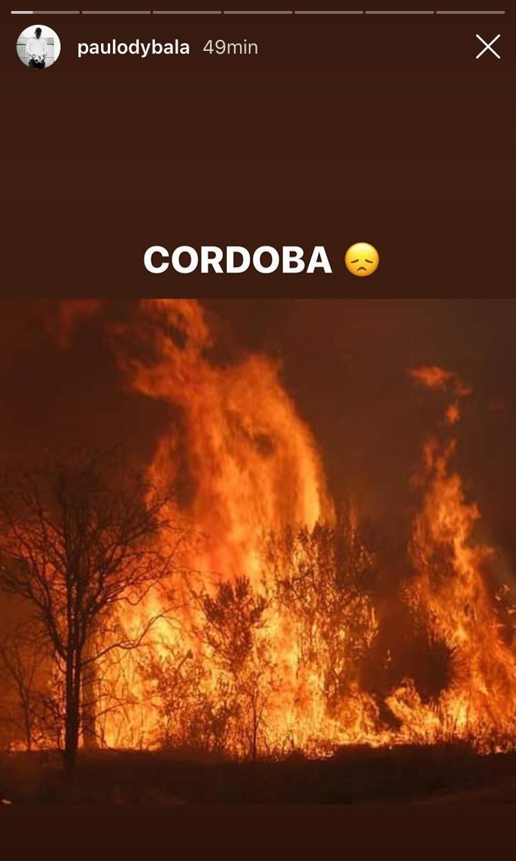 El mensaje de Paulo Dybala por los incendios en Córdoba.