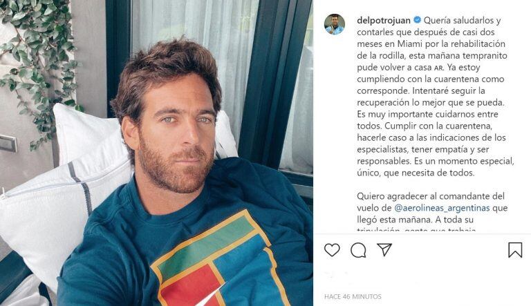 Juan Martín del Potro (Foto: Instagram)