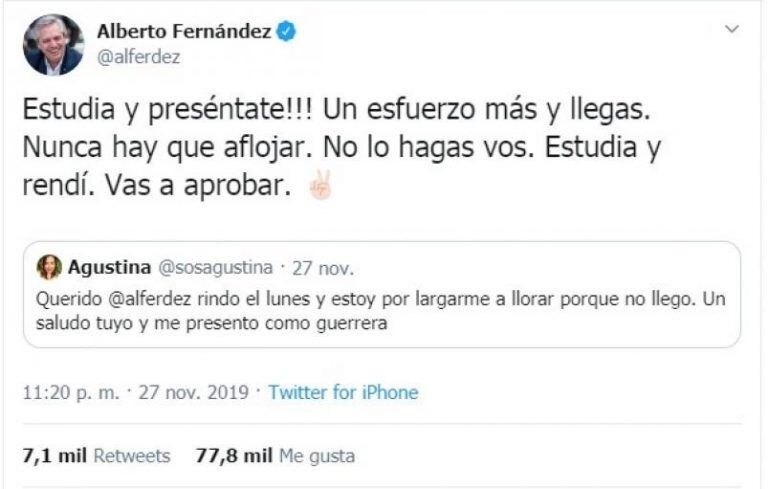 La respuesta del Presidente a la estudiante cordobesa.