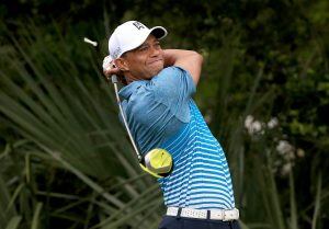 PONTE VEDRA BEACH, FL - MAY 05: Tiger Woods of the USA plays a shot during a practice round for THE PLAYERS Championship at the TPC Sawgrass Stadium course on May 5, 2015 in Ponte Vedra Beach, Florida.   Sam Greenwood/Getty Images/AFP
== FOR NEWSPAPERS, 