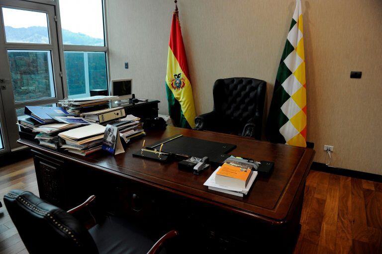 Interior de la residencia presidencial de Evo Morales en la "Casa Grande del Pueblo", en La Paz, Bolivia  (Photo by JORGE BERNAL / AFP)