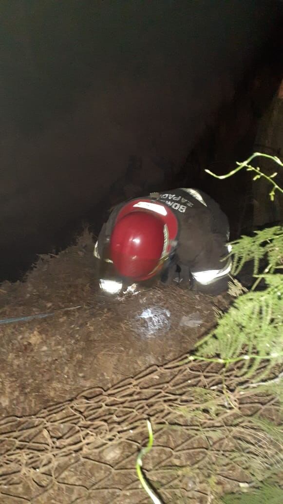 Bomberos rescatan a un perrito que había quedado atrapado en un desagüe (Policía de Santa Fe)