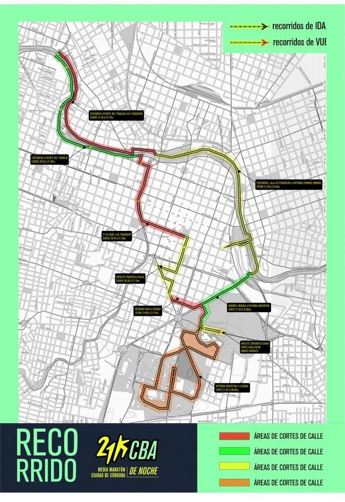 Recorrido y cortes de tránsito por la Maratón Nocturna.