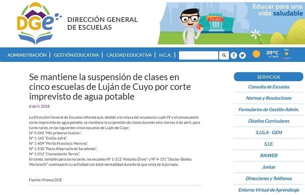 Información de la DGE de Mendoza.