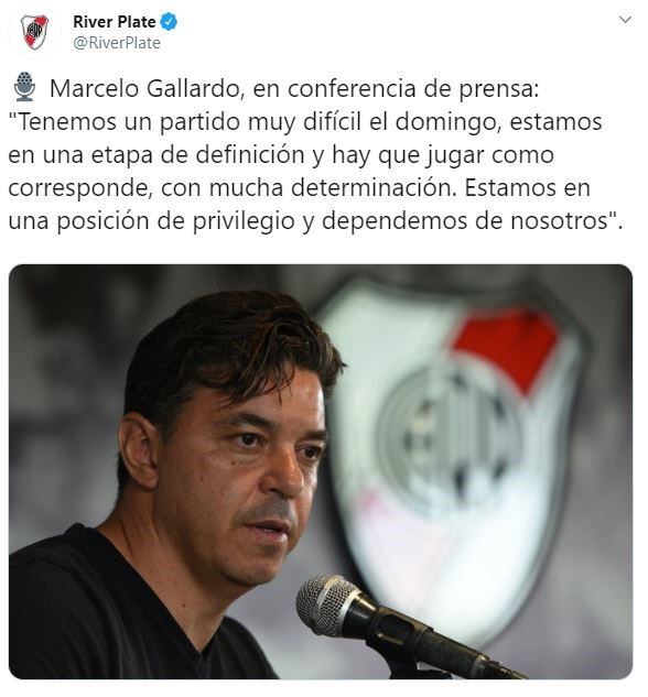 Marcelo Gallardo en conferencia de prensa. (Twitter/@RiverPlate)