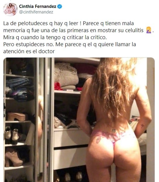 El tweet que publicó Cinthia Fernández bancando a Jimena (Twitter/@cinthifernandez)