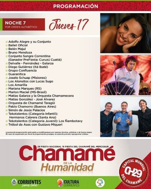 Programación completa de la 29º Fiesta Nacional del Chamamé