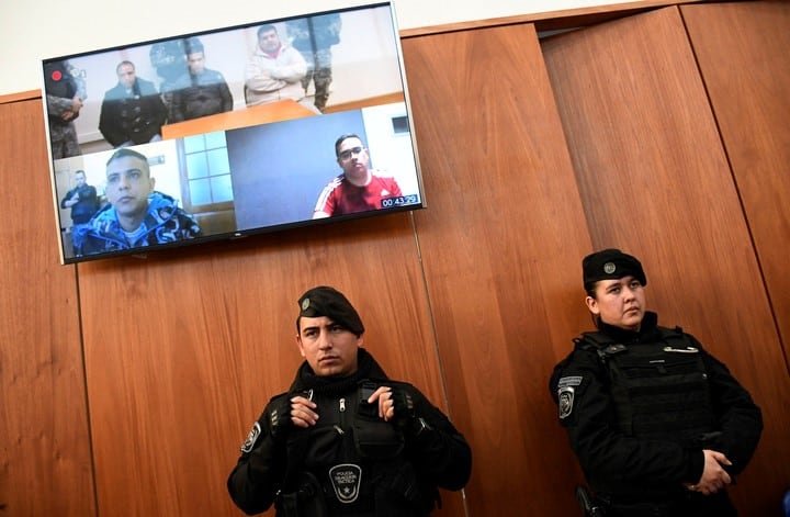 Videoconferencia en el debate sobre apelaciones al fallo del juicio provincial a "Los Monos". (Juan José García)