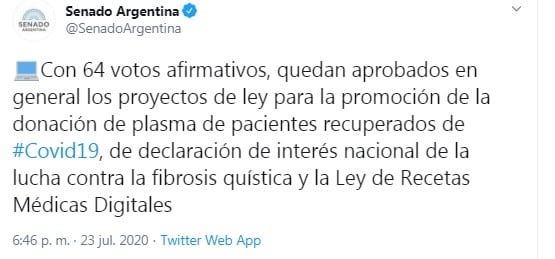 (Twitter: @SenadoArgentina)