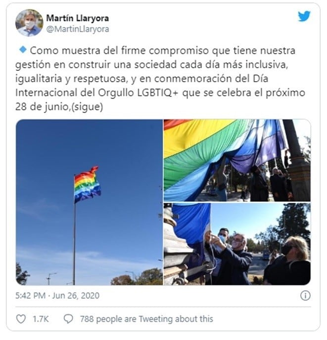 Intendente Llaryora se expresó por las redes sociales a favor de una sociedad más inclusiva.