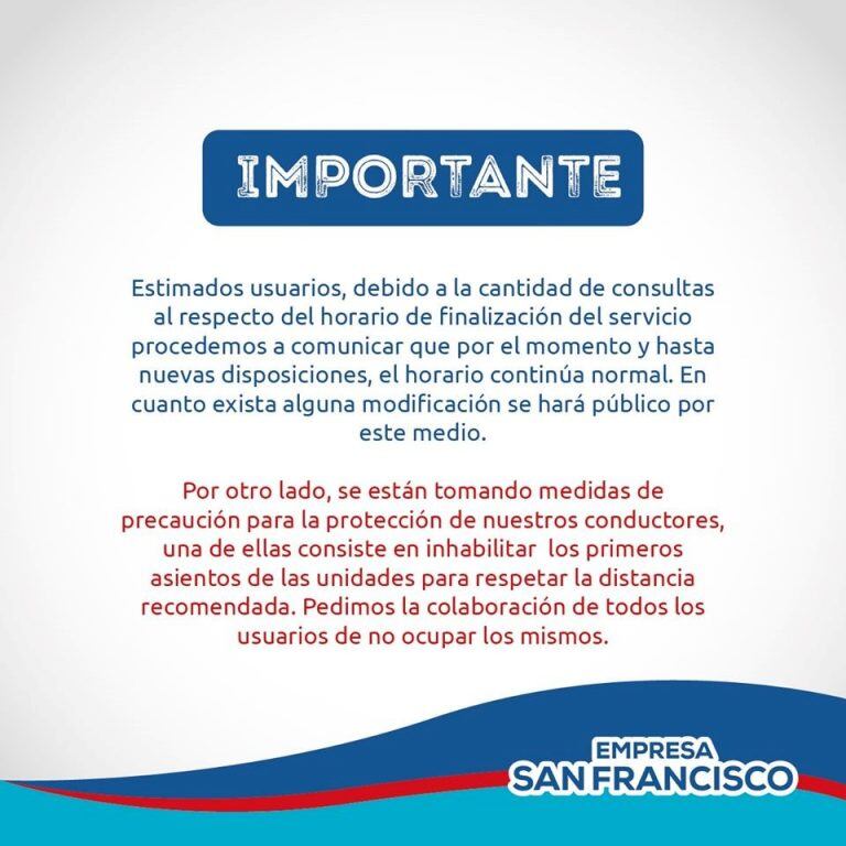 Comunicado Empresa San Francisco S.A.