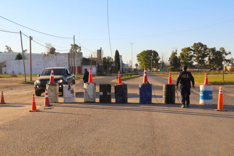 Policía Gualeguaychú patrulla las calles por el ASPO (23/8).
Crédito: Vía Gualeguaychú