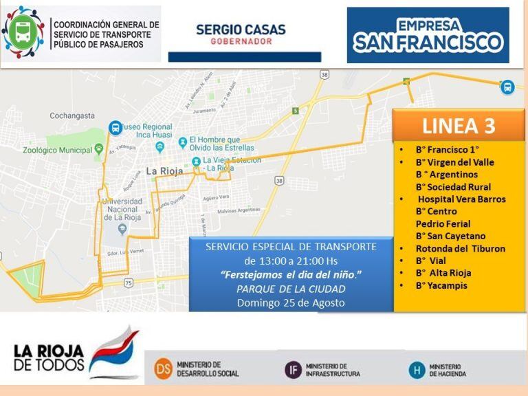 recorridos de las linea 3 para Chiquilines 2019