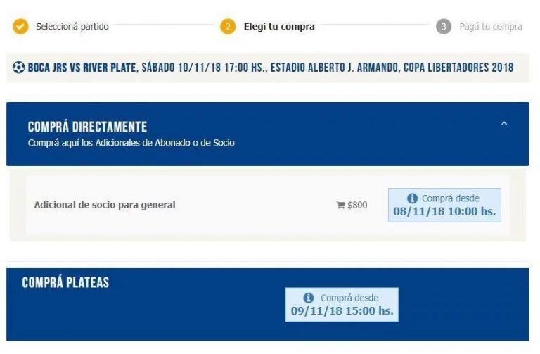 Venta de entradas para los hinchas de Boca.