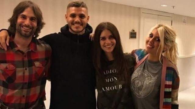 Zaira Nara junto a Jakov Von Plessen, Wanda Nara y Mauro Icardi.