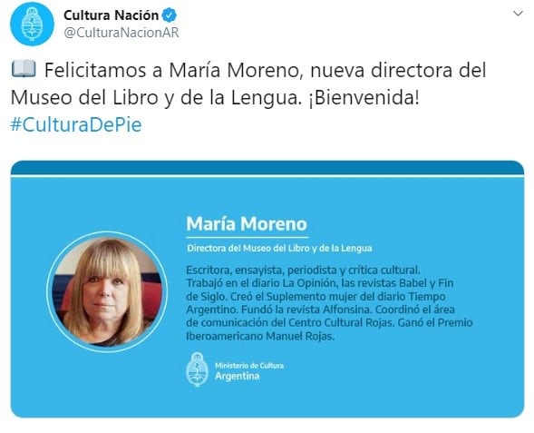 (Twitter: @CulturaNacionAR)