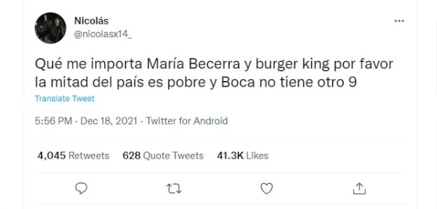 El tweet sobre María Becerra que se volvió viral. (Foto: Twitter)