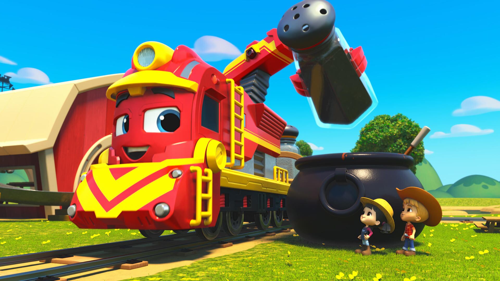 MIGHTY EXPRESS S3 (L to R) FREIGHT NATE, LIZA and CLAY in episode 1 of MIGHTY EXPRESS S3. Cr. COURTESY OF NETFLIX © 2021