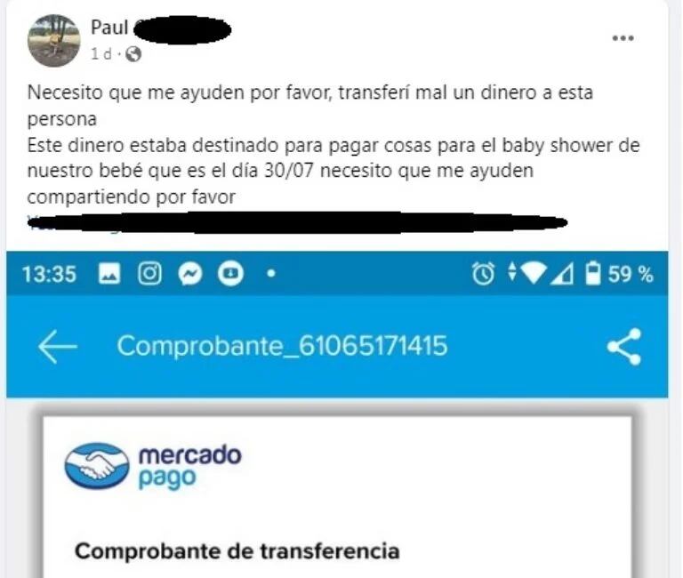 Un sanjuanino transfirió plata por error a otra cuenta, pidió ayuda en las redes y el final fue sorprendente