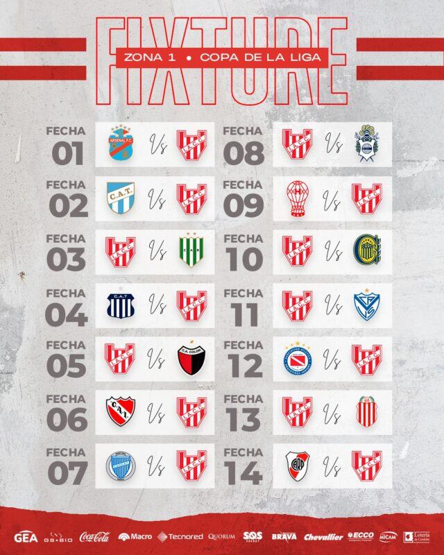 El fixture de Instituto en Copa de la Liga. (Prensa IACC).