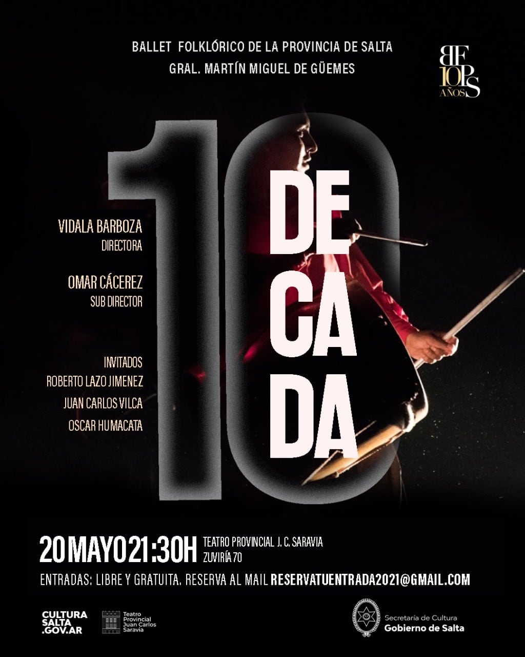 La cita es el jueves 20 de mayo en el Teatro Provincial Juan Carlos Saravia.