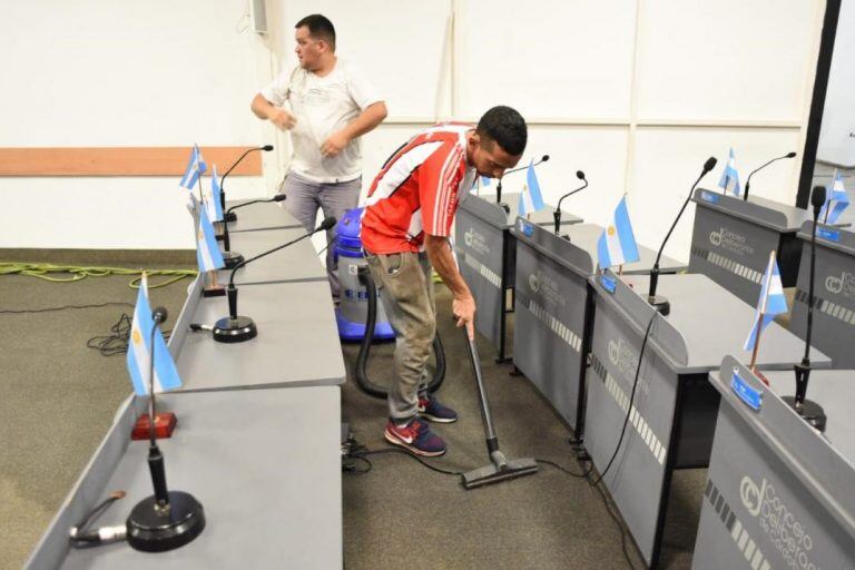 Se inundó el Concejo Deliberante de Córdoba tras las lluvias del fin de semana. (Prensa Concejo Deliberante)