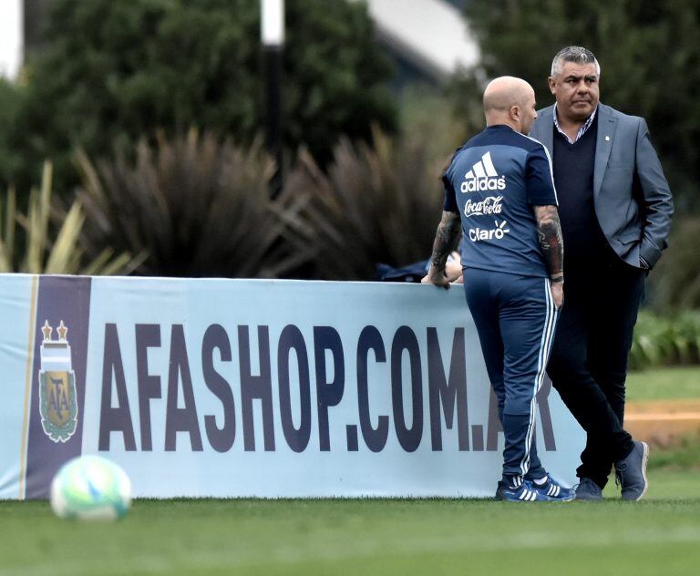 DYN20, EZEIZA, 28/08/2017, ENTRENAMIENTO DE LA SELECCION EN EZEIZA. FOTO:DYN/TONY GOMEZ. buenos aires Jorge Sampaoli claudio chiqui tapia entrenamiento practica de la seleccion argentina futbol futbolistas jugadores entrenando