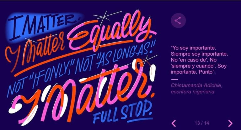 A través de su doodle, Google propuso una serie de placas con frases inspiradoras de mujeres reconocidas de distintos puntos de planeta