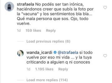 Wanda Nara se cruzó con sus seguidores en Instagram.