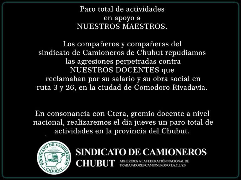 Comunicado Sindicato Camionero