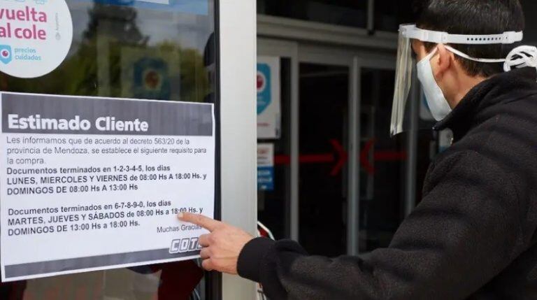 En Mendoza, las compras en supermercados, pagos y demás actividades, se realizan por terminación del DNI.