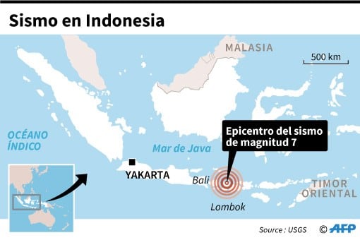 Epicentro del sismo de magnitud 7 (Infografía: AFP)