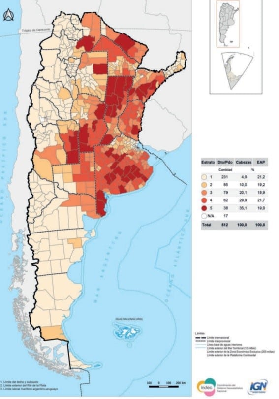 Bovinos de carne: Angus, Hereford, Brangus, Braford, Shorthorn, entre otras razas - Fuente: INDEC