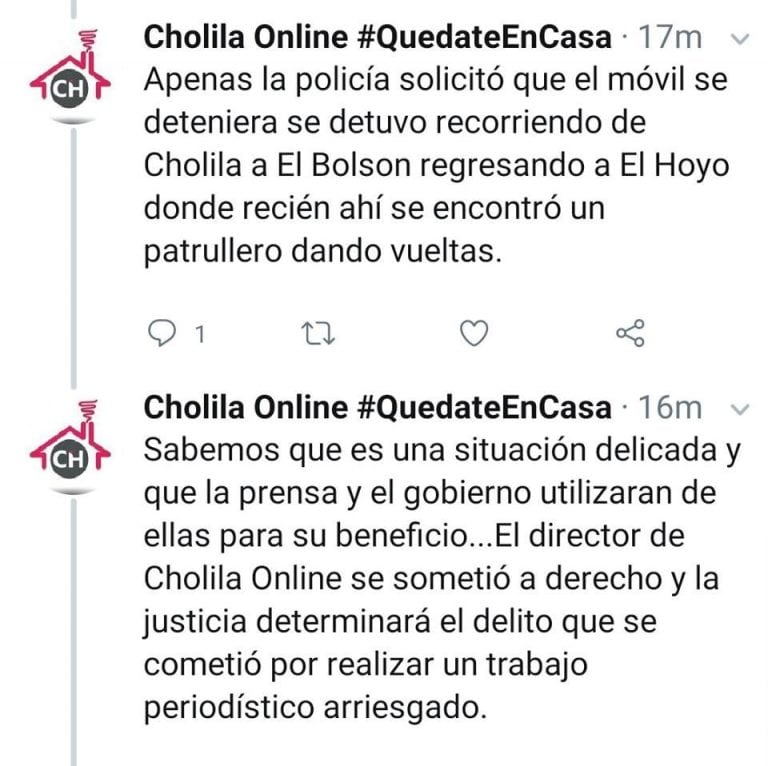 Twitter del medio de comunicación.