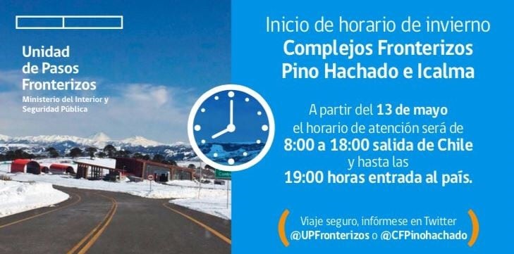 Horario invernal de los pasos fronterizos.